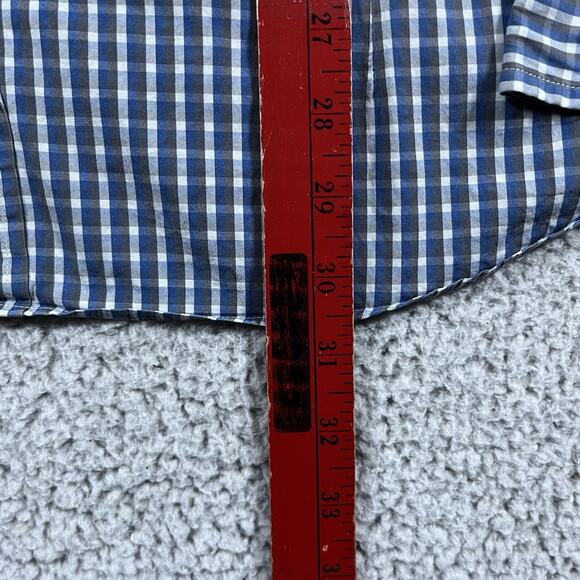 Ermenegildo Zegna Sport Shirt Men XL Blue Check Long Sleeve Button Down Slim Fit - Picture 16 of 16